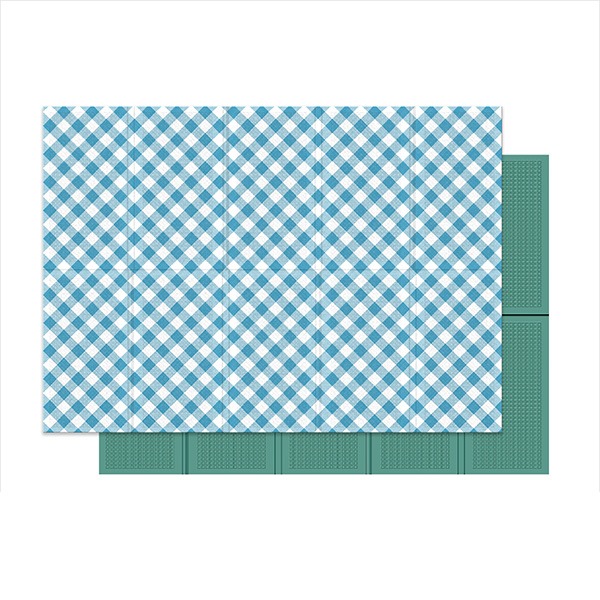 ⏰타임특가⏰ 패브릭 디자인 캠핑매트 대형 블루체크 (200x140cm)